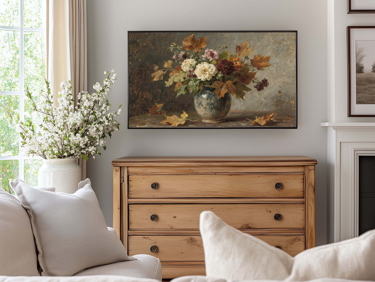 Fall Flowers in Vase Still Life TV Art