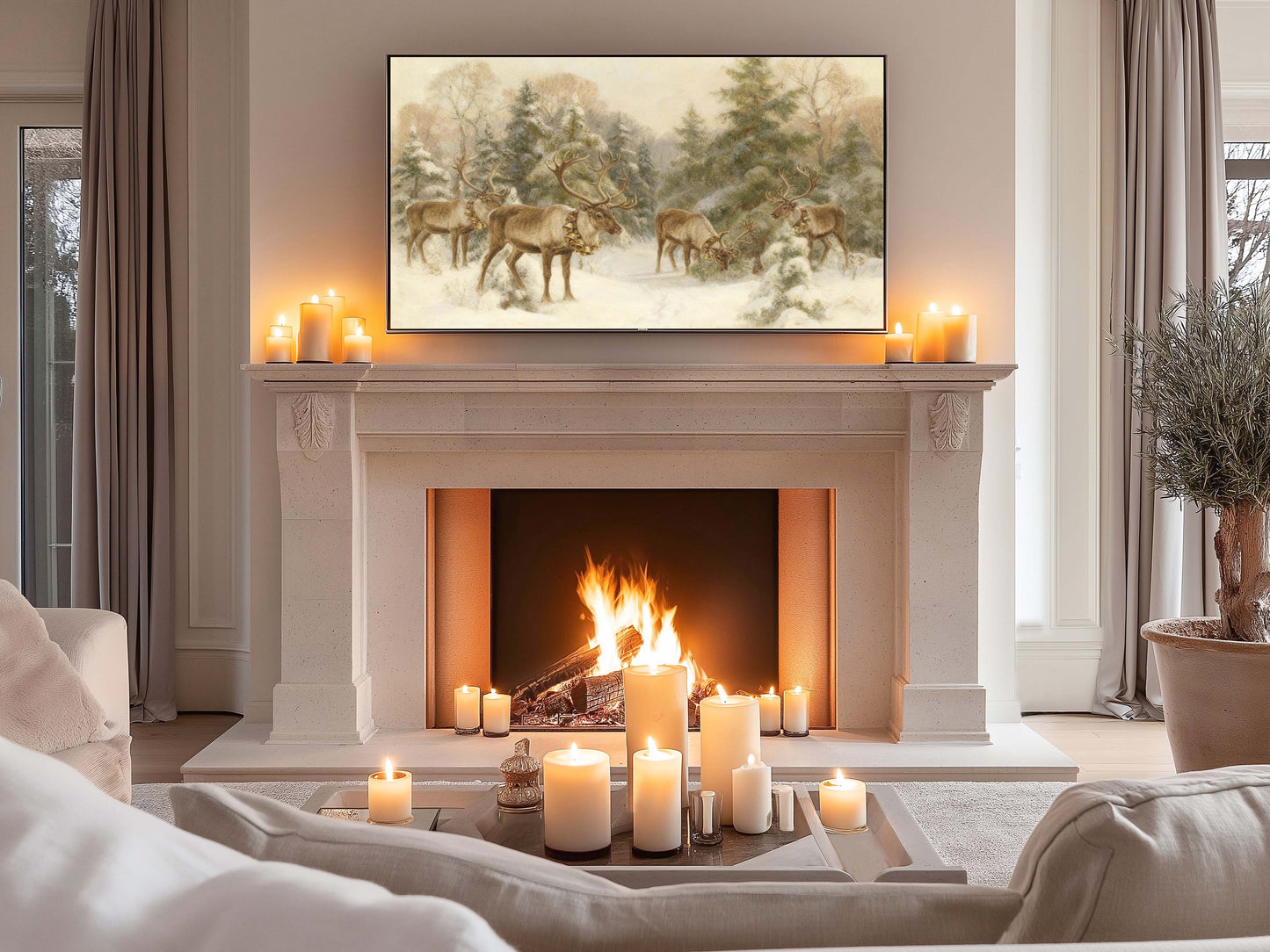 Reindeer in the Snow TV Art