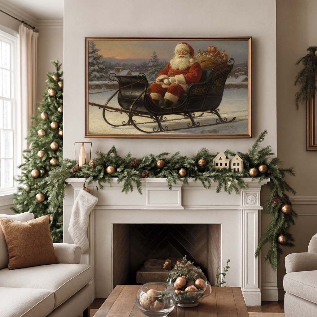 Santa in the Sleigh TV Art
