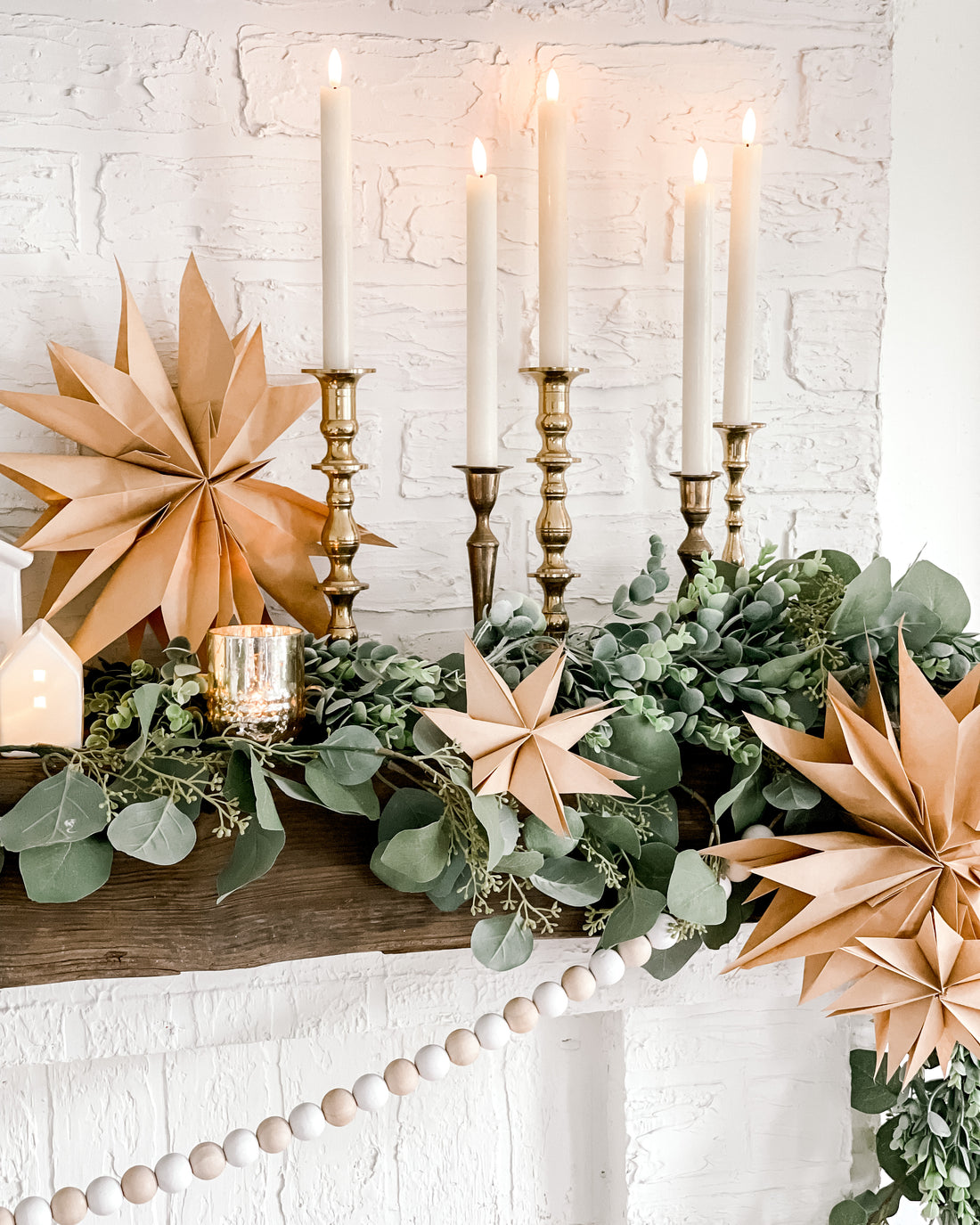 Transitioning Christmas Decor to Winter with Paper Bag Snowflakes