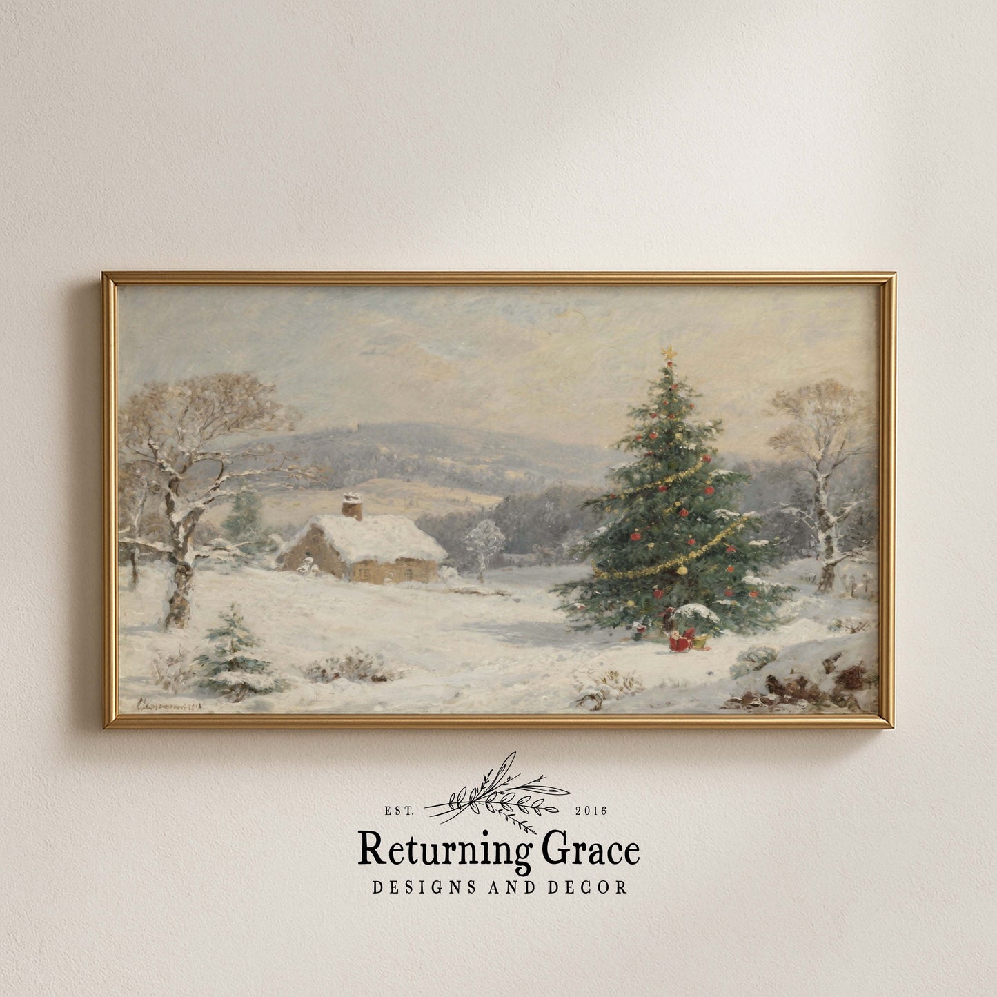 Christmas Cabin TV Art