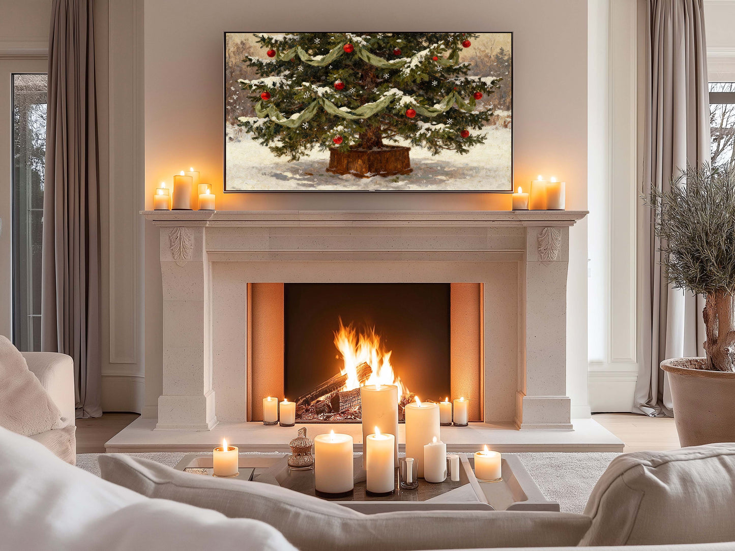 Christmas Tree in the Snow TV Art