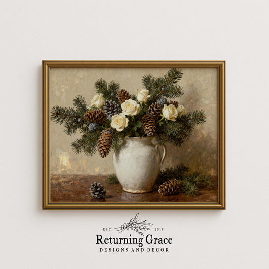 Christmas Florals Still Life Printable Art