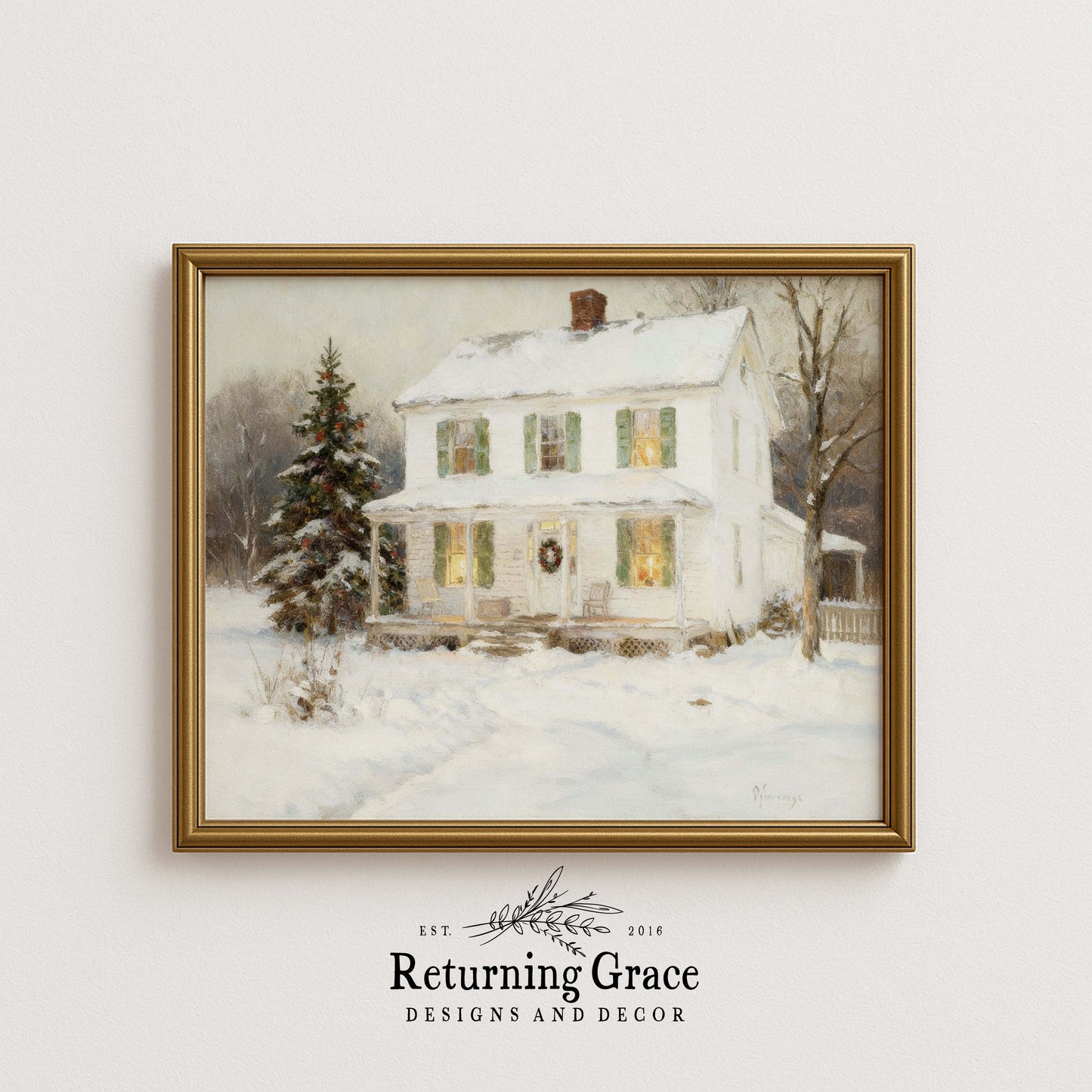 Farmhouse in the Snow Printable Art