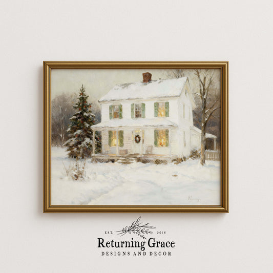 Farmhouse in the Snow Printable Art