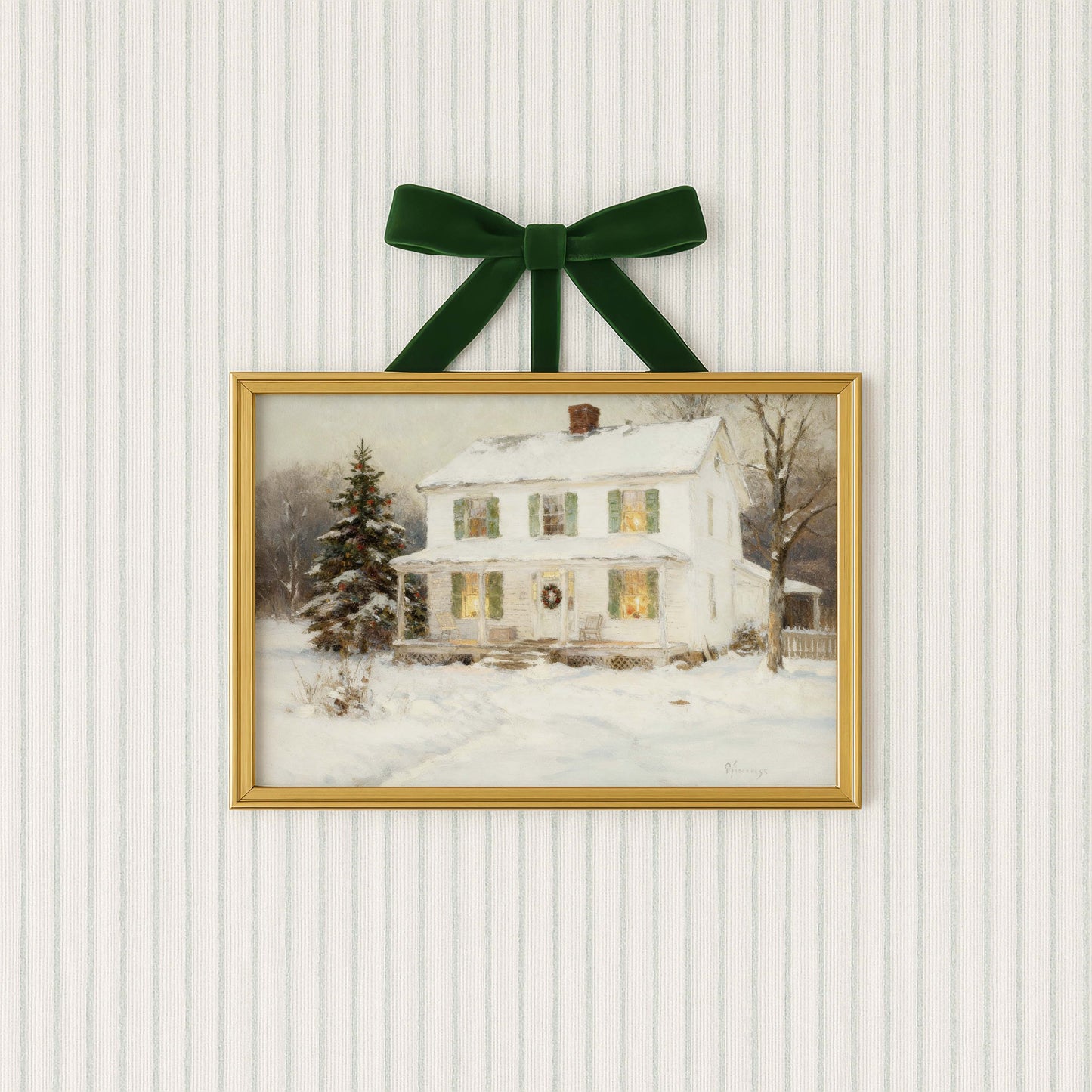 Farmhouse in the Snow Printable Art