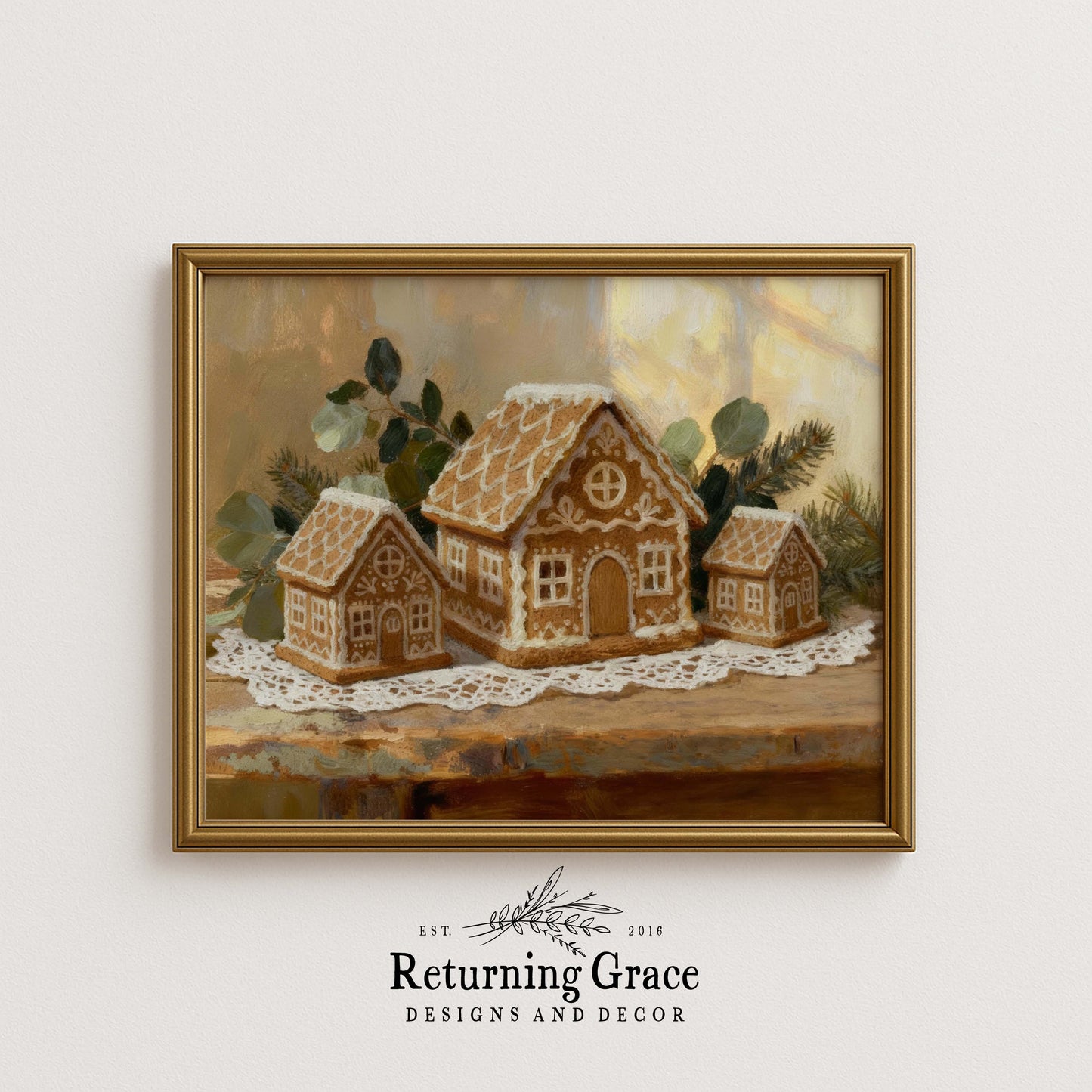 Gingerbread Houses Still Life Printable Art