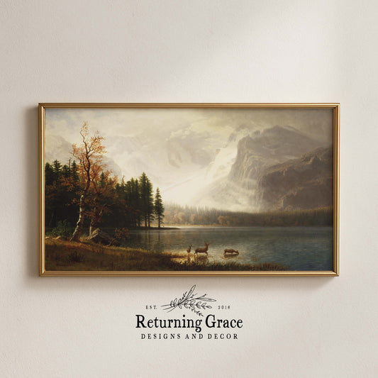 Mountains and Deer in Fall TV Art