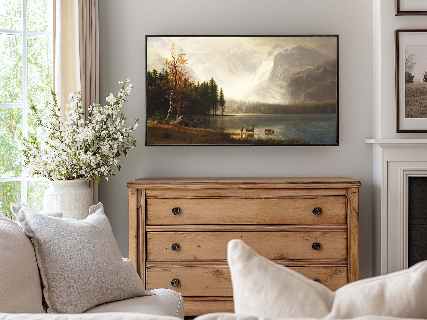 Mountains and Deer in Fall TV Art