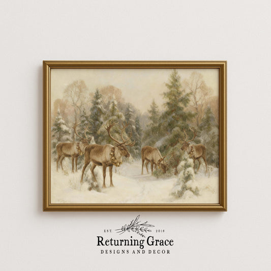Reindeer in the Snow Printable Art