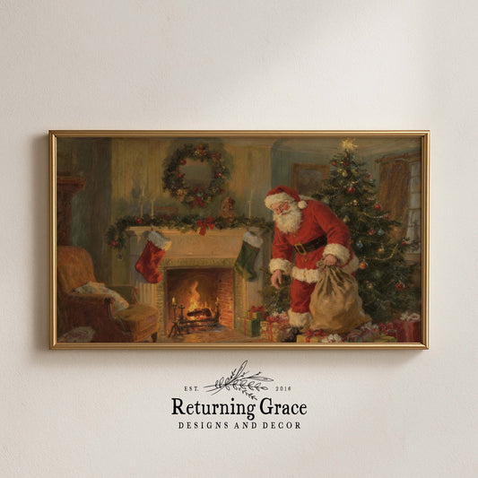 Santa Delivering Presents TV Art