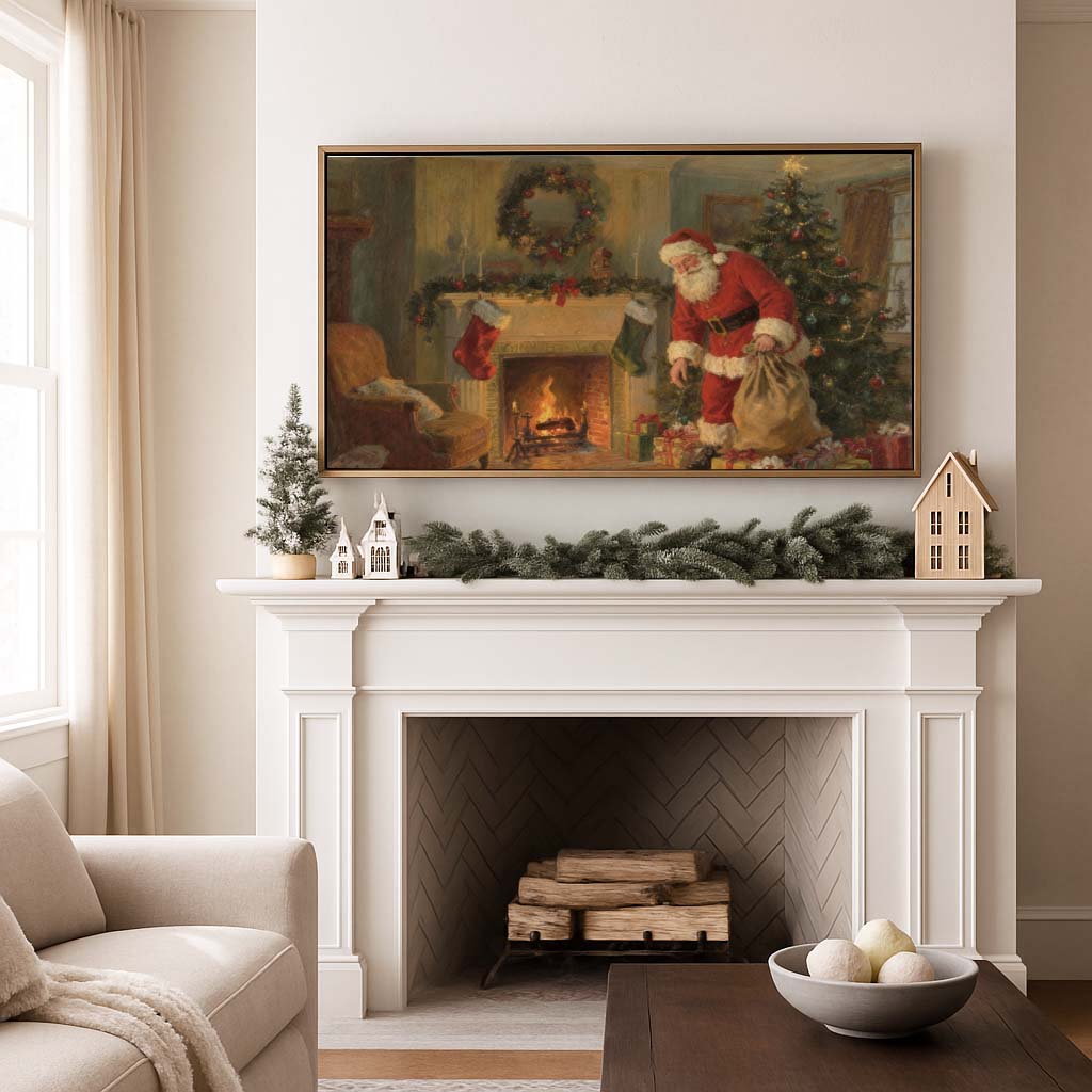 Santa Delivering Presents TV Art