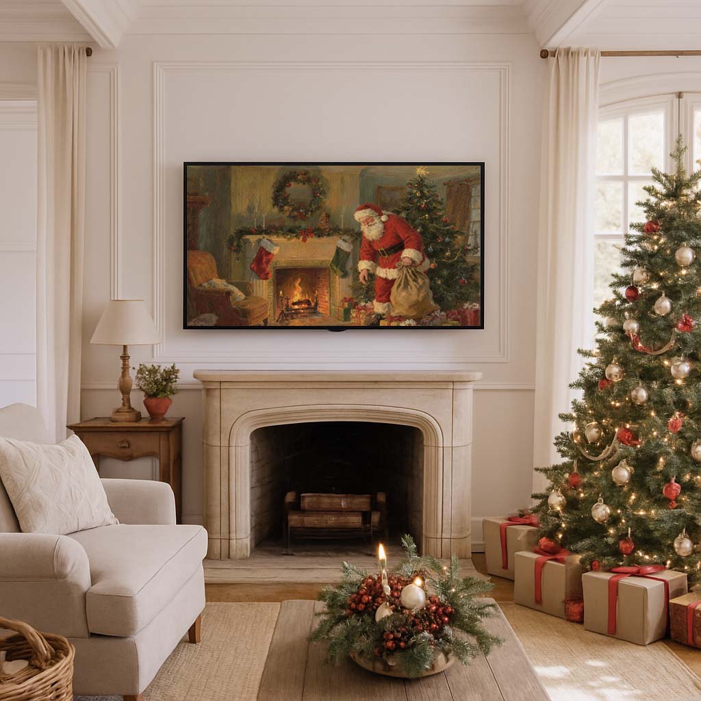 Santa Delivering Presents TV Art