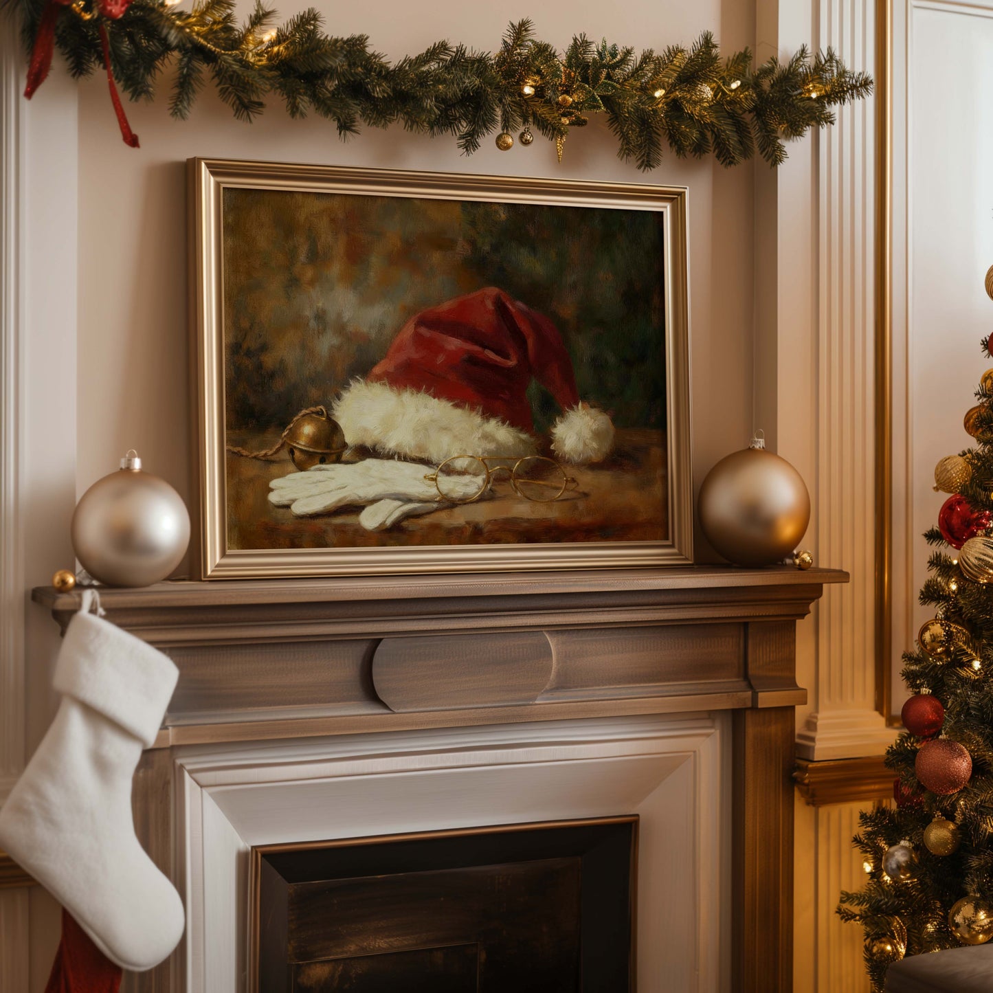 Santa Hat and Glasses Printable Art