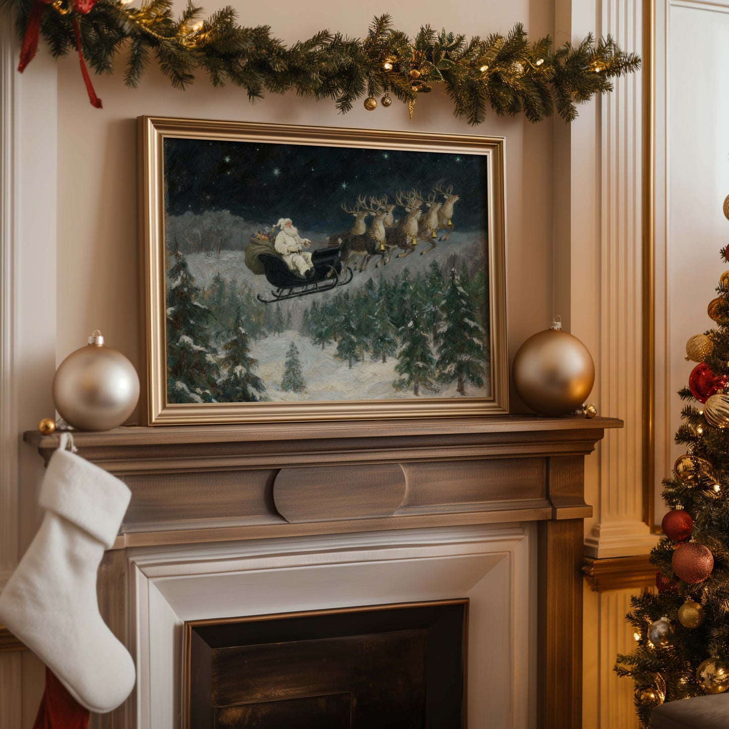 Santa in Flight Printable Art