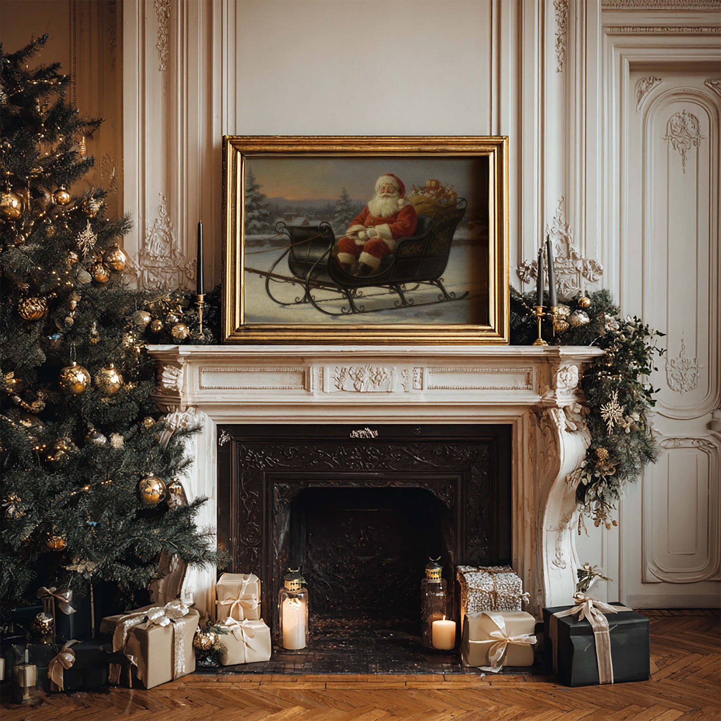 Santa in the Sleigh Printable Art