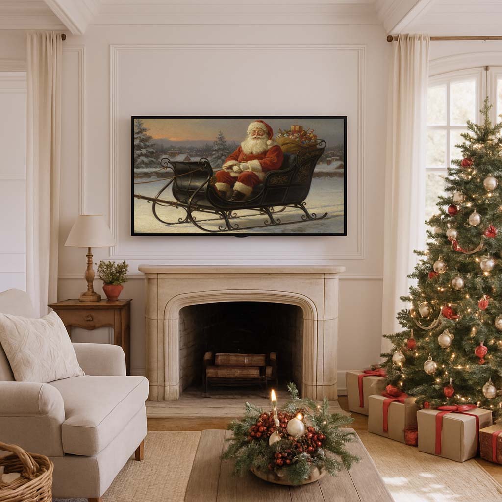 Santa in the Sleigh TV Art