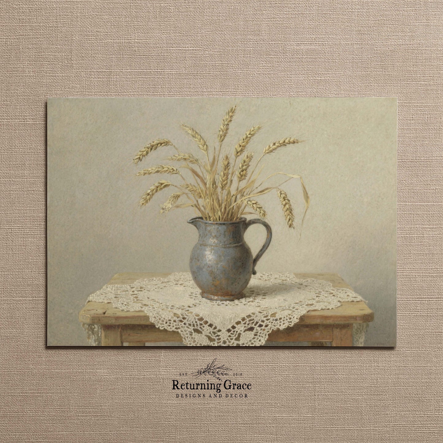 Wheat in Pitcher Still Life Printable Art