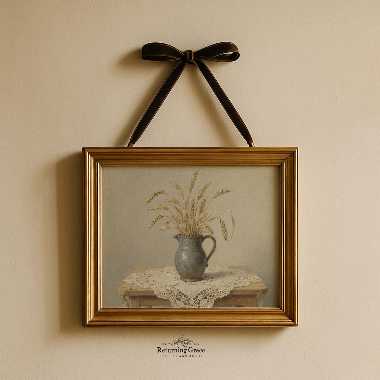 Wheat in Pitcher Still Life Printable Art