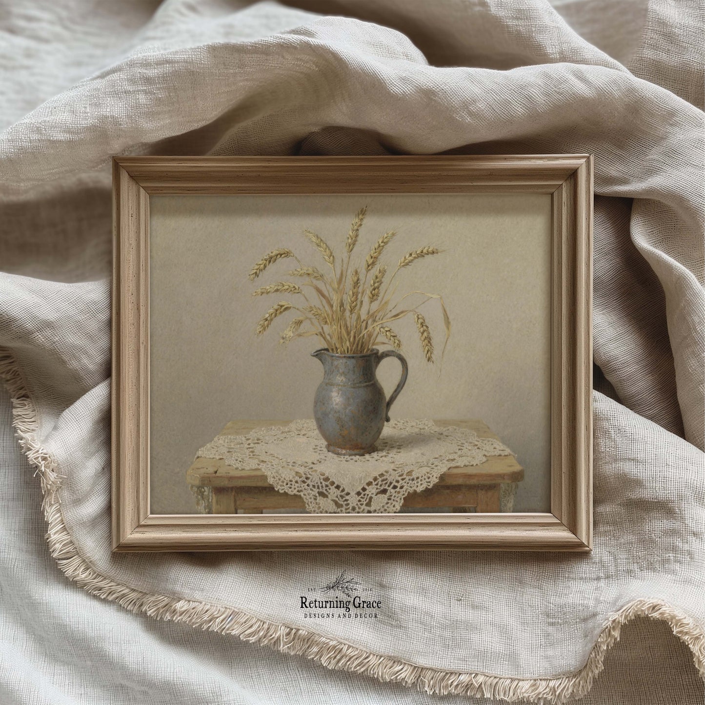 Wheat in Pitcher Still Life Printable Art