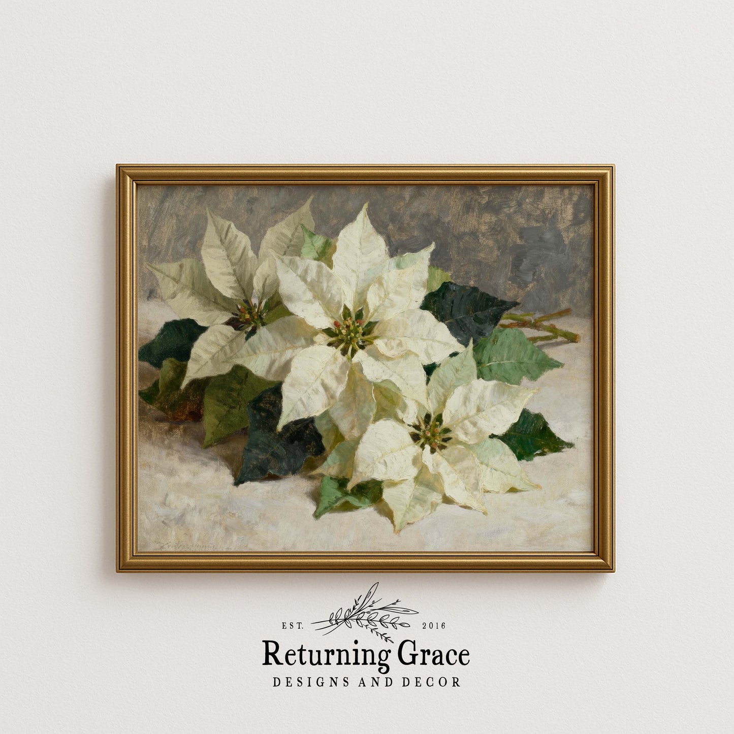 White Poinsettia Printable Art