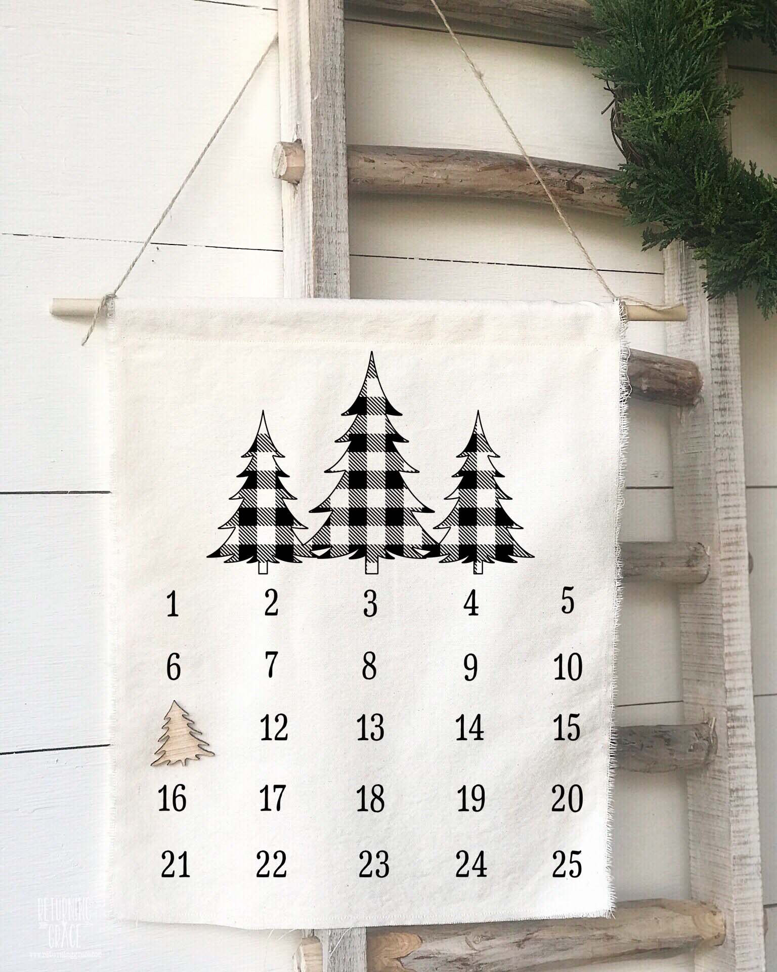Buffalo Check 3 Trees Christmas Countdown Calendar - Returning Grace Designs