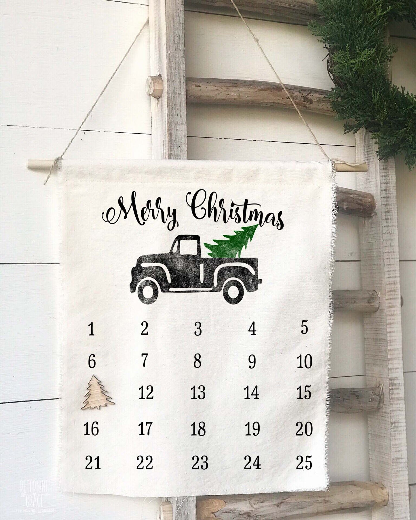 Merry Christmas Vintage Truck Countdown Calendar - Returning Grace Designs