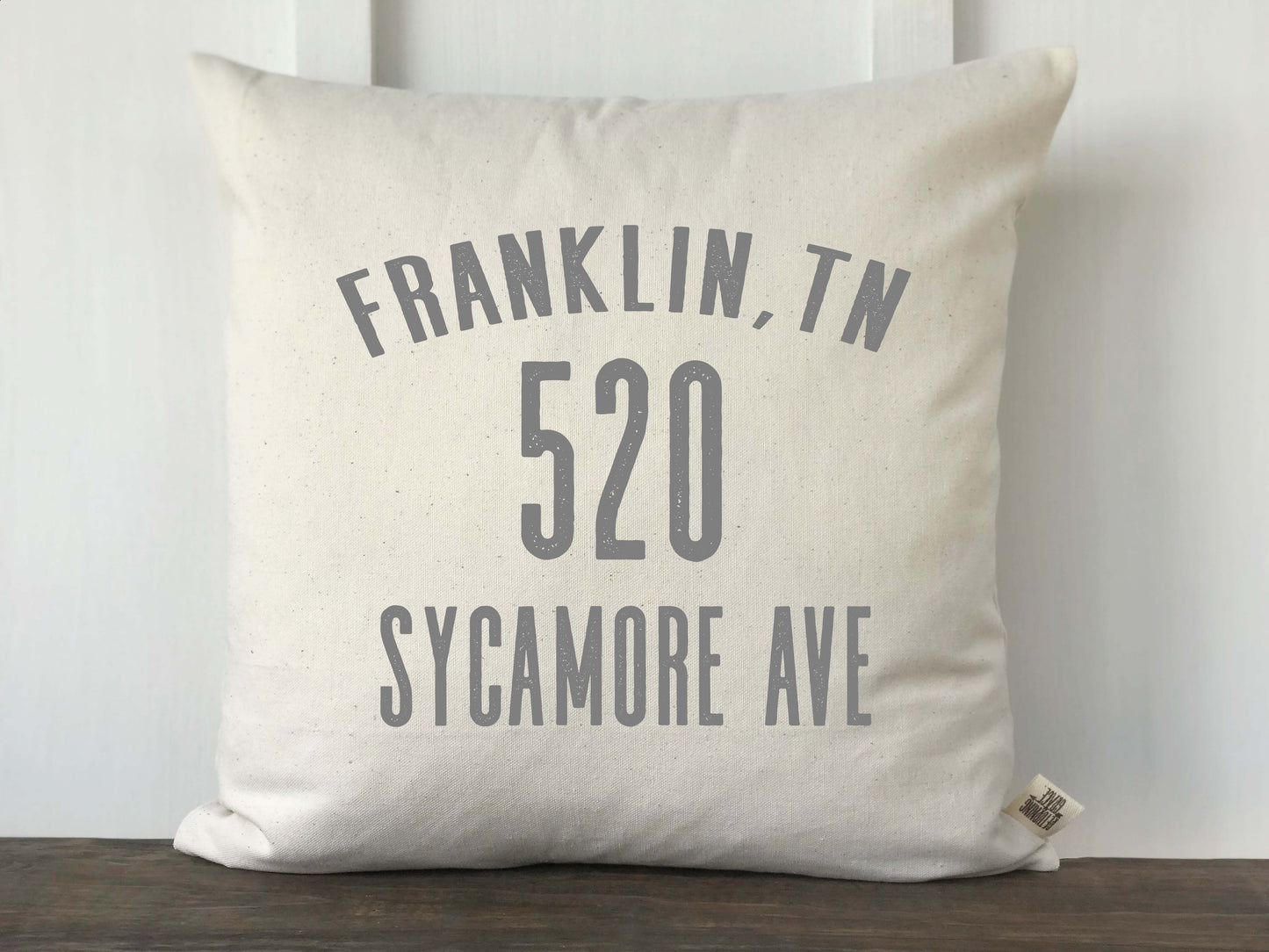 Personalized Farmhouse Vintage Style Address Pillow Cover - Returning Grace Designs