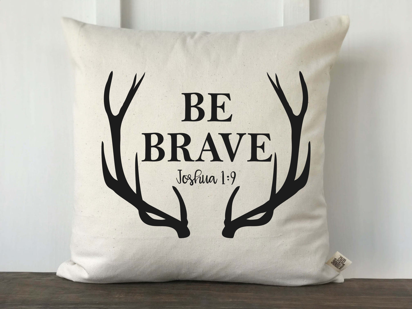 Be Brave Joshua 1:9 Antler Scripture Pillow Cover - Returning Grace Designs