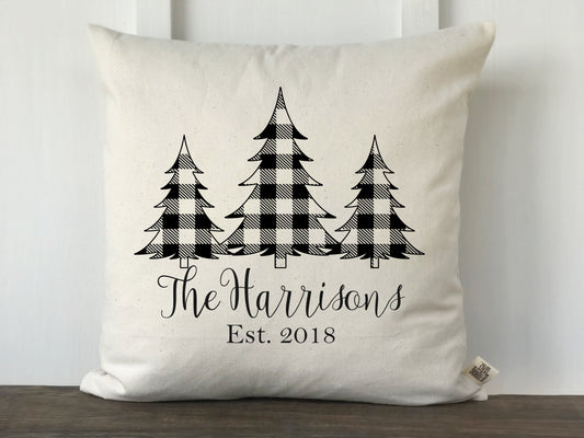 Buffalo Check 3 Christmas Trees Personalized Pillow Cover - Returning Grace Designs