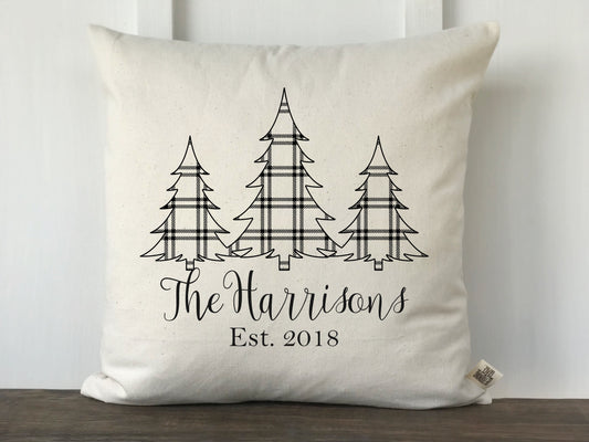 Plaid 3 Christmas Trees Personalized Pillow Cover - Returning Grace Designs