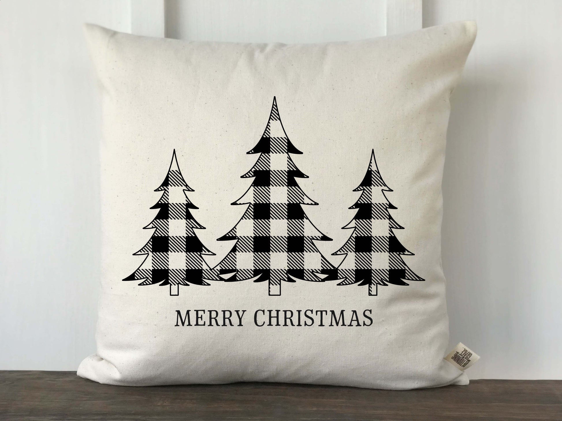 Buffalo Check 3 Christmas Trees Merry Christmas Pillow Cover - Returning Grace Designs
