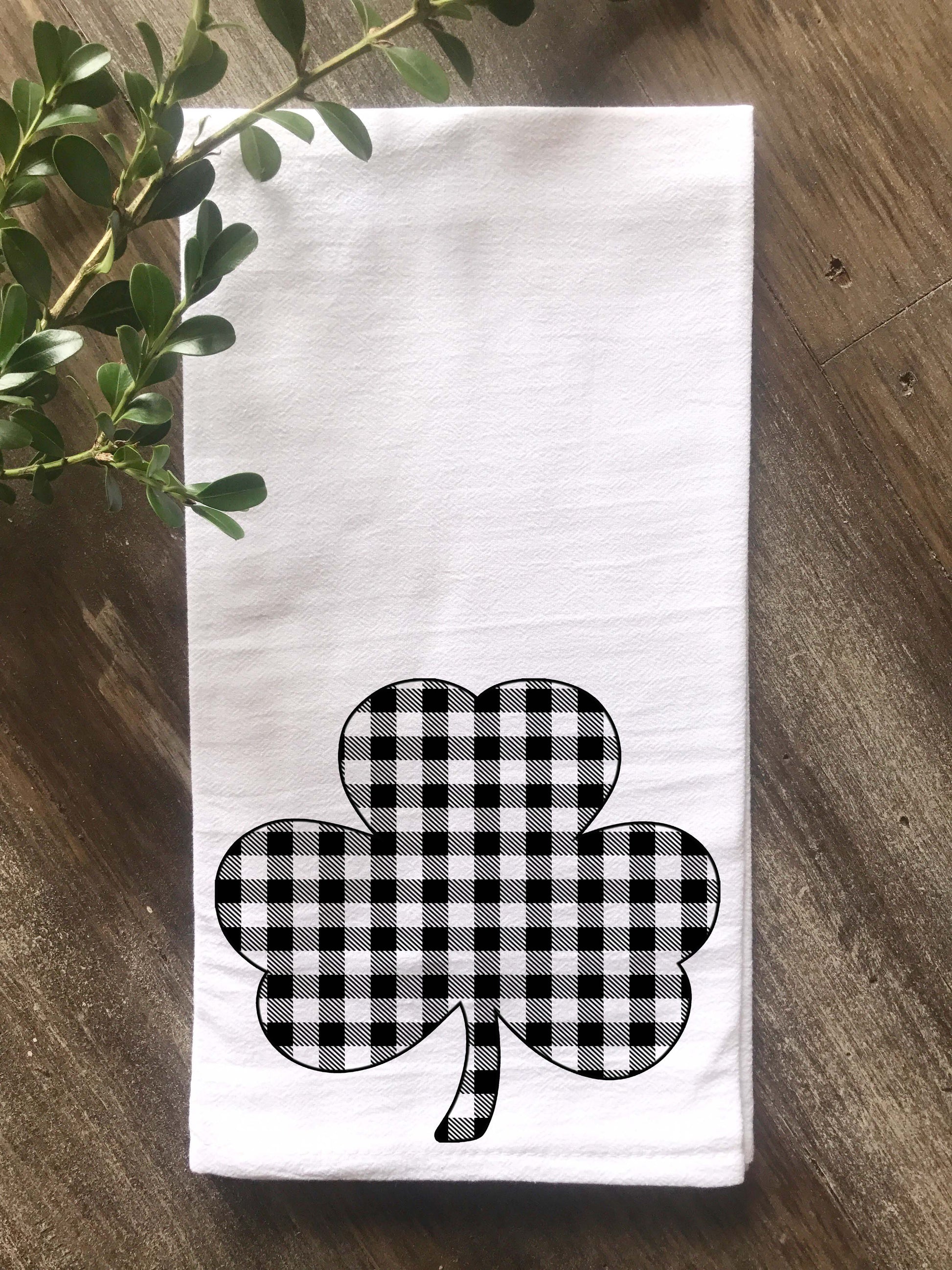Buffalo Check Shamrock Tea Towel - Returning Grace Designs