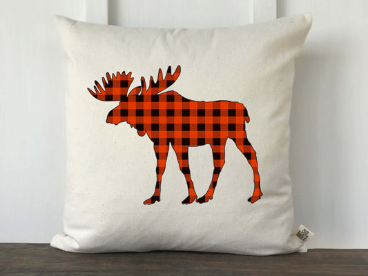 Buffalo Check Moose Silhouette Pillow Cover - Returning Grace Designs