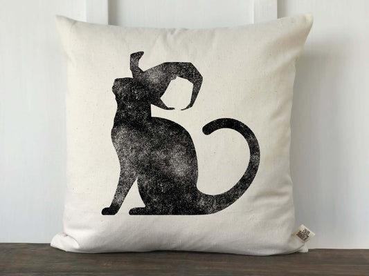 Black Cat with Witch Hat Pillow Cover