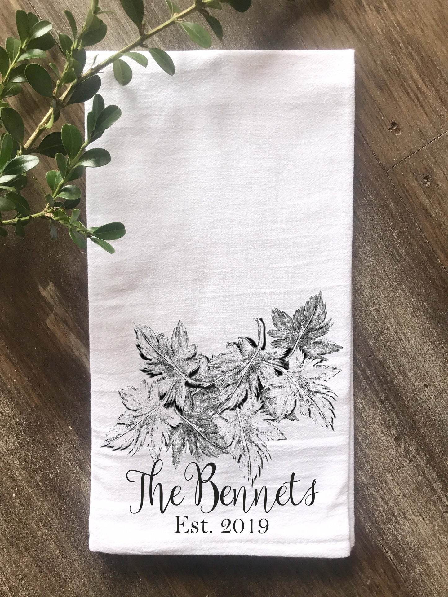 Leaves Original Art Personalized Flour Sack/Tea Towel - Returning Grace Designs