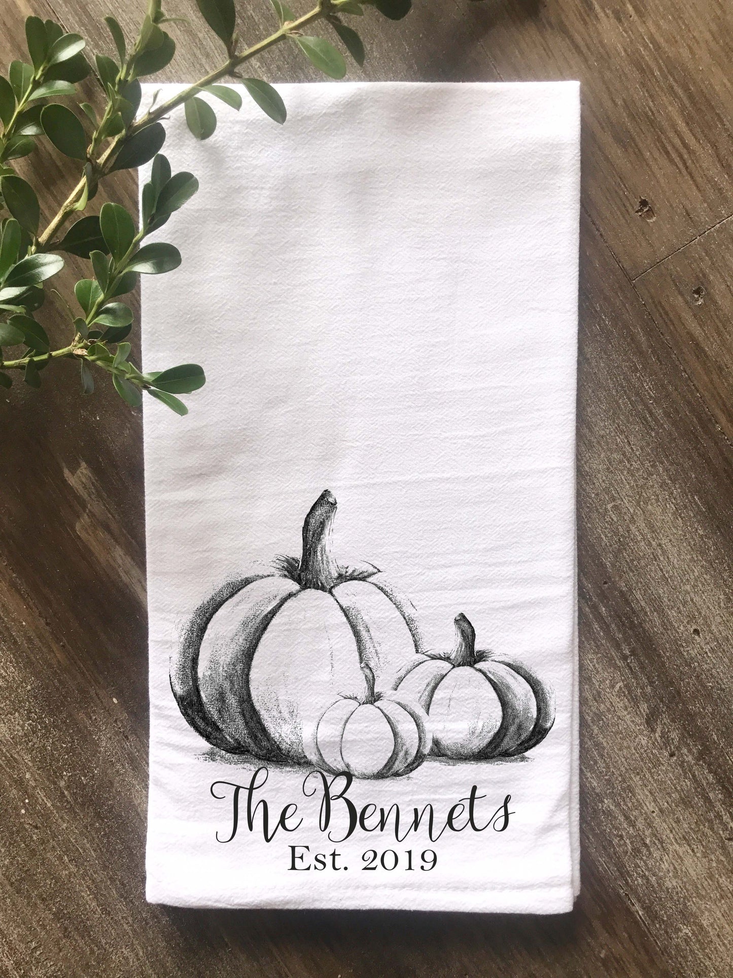 Pumpkin Personalized Original Art Flour Sack/Tea Towel - Returning Grace Designs