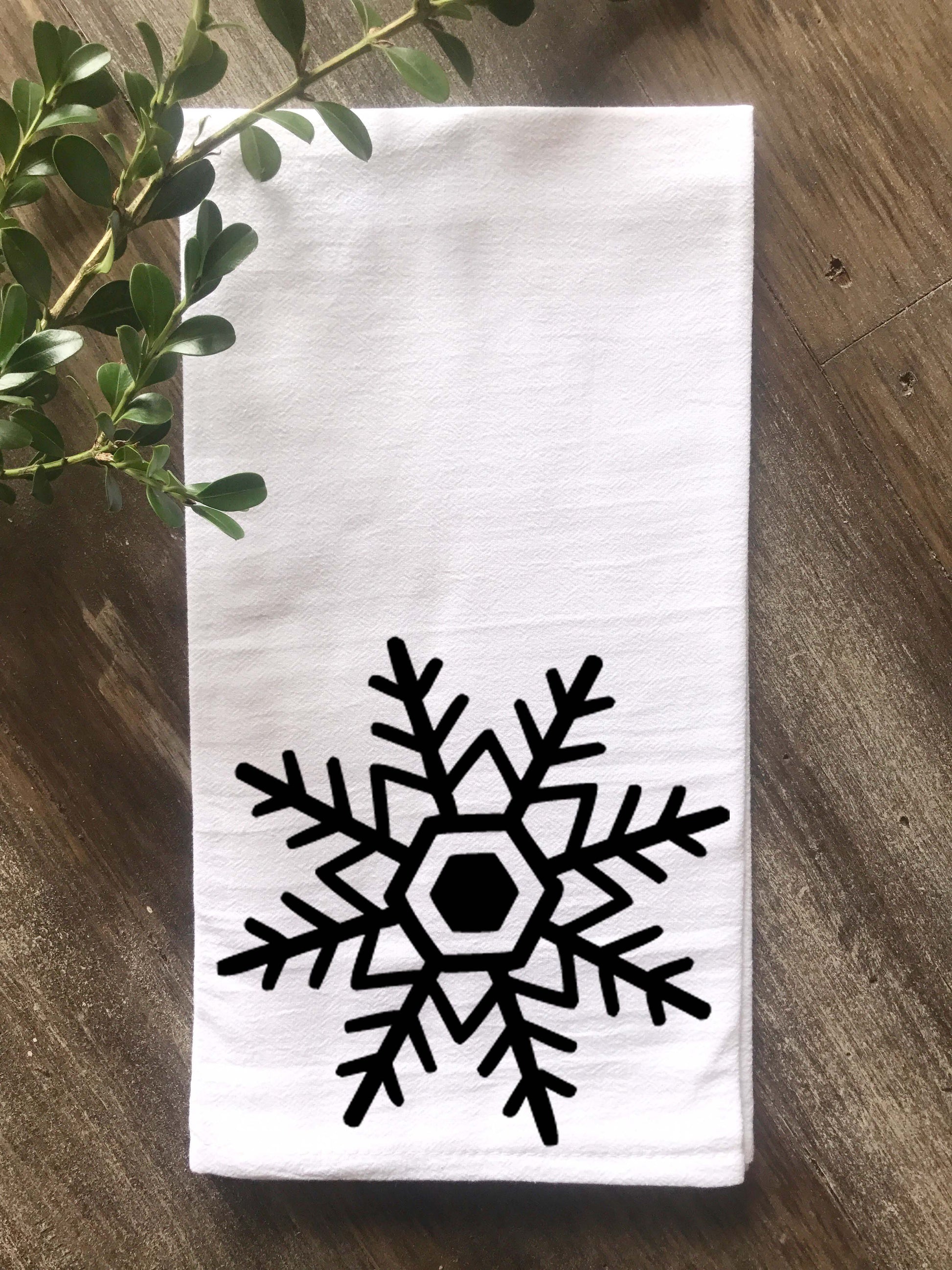 Single Snowflake Christmas Flour Sack Tea Towel - Returning Grace Designs
