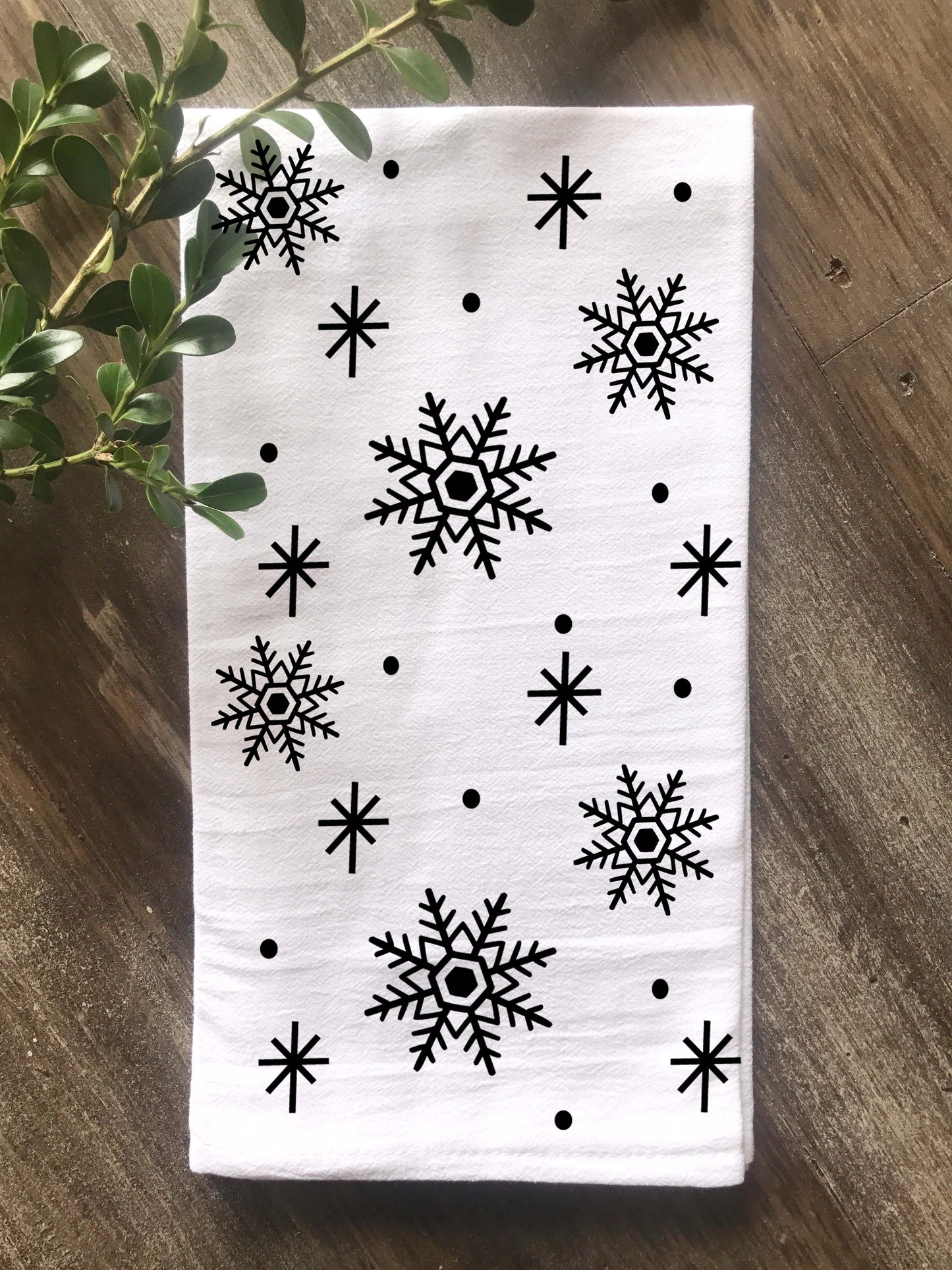Snowflake Pattern Christmas Flour Sack Tea Towel - Returning Grace Designs