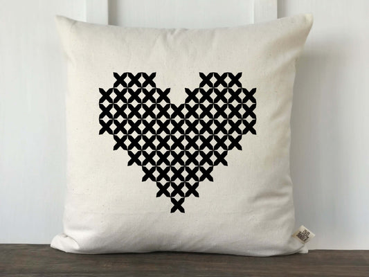 Cross Stitch Pattern Heart Pillow Cover - Returning Grace Designs
