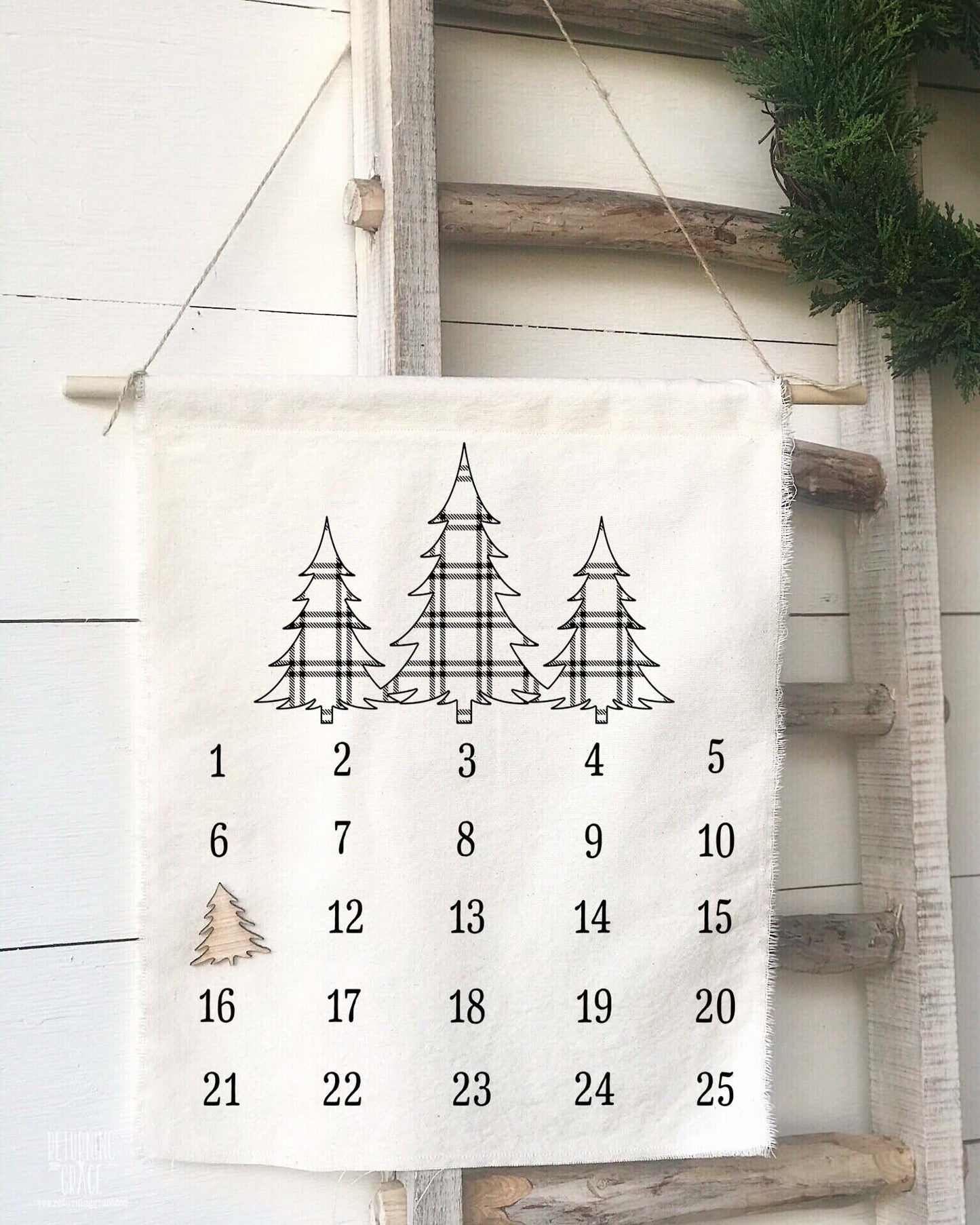 Plaid 3 Trees Christmas Countdown Calendar - Returning Grace Designs