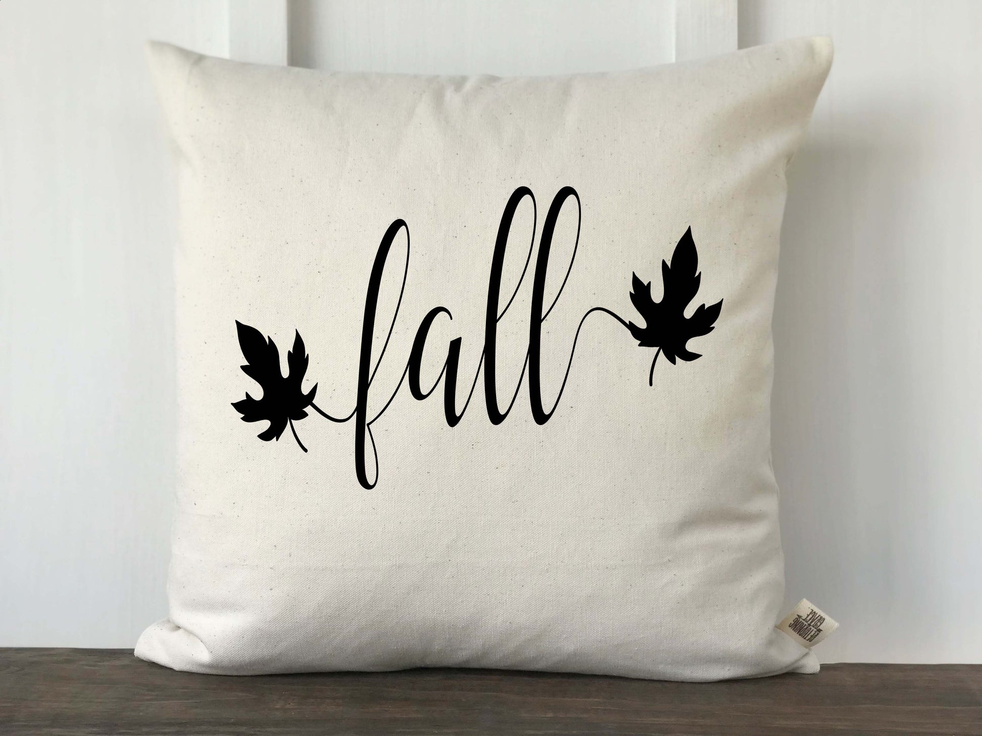 Fall Script with Leaves Pillow Cover - Returning Grace Designs