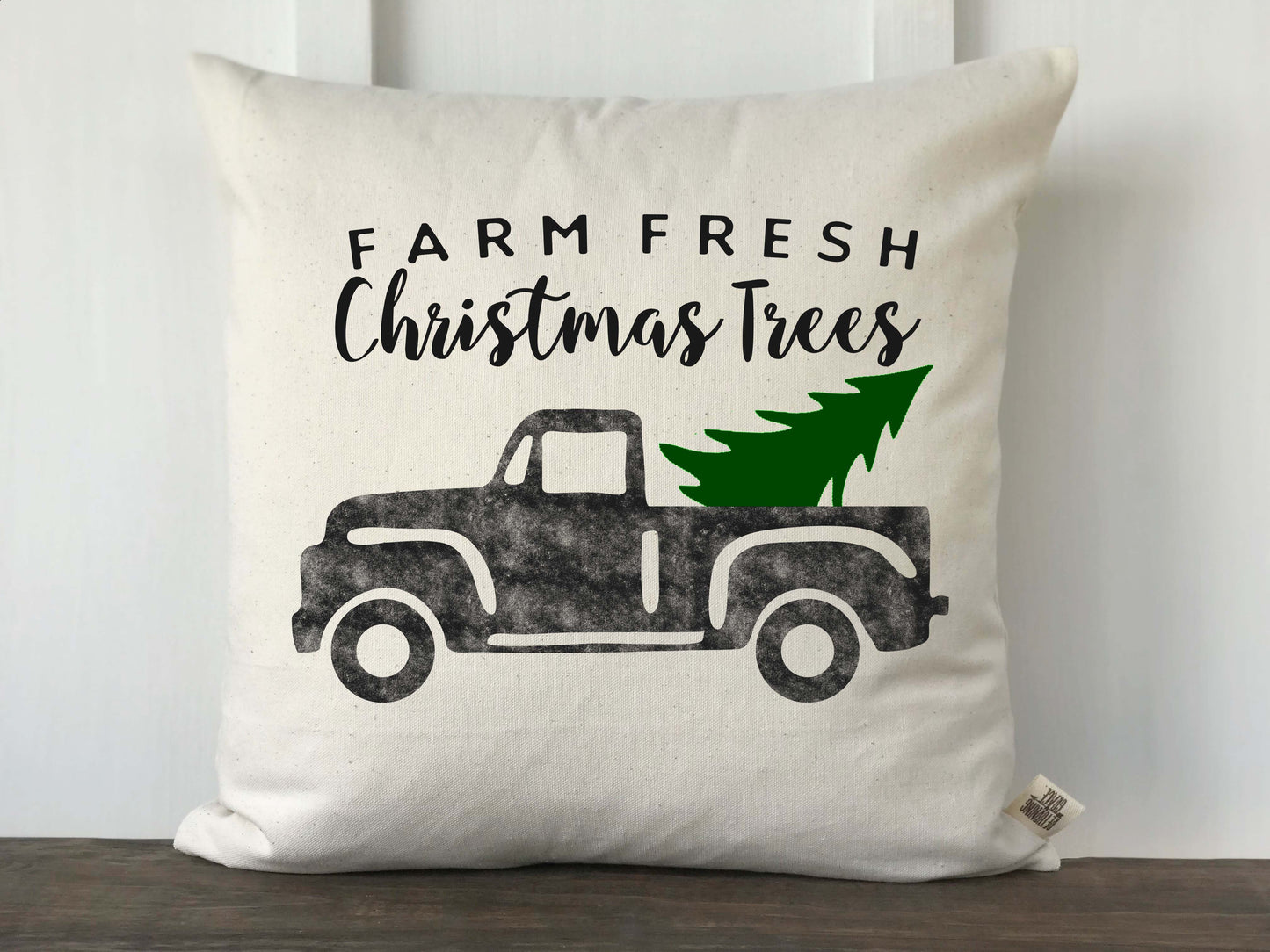 Farm Fresh Christmas Trees Vintage Truck Pillow Cover - Returning Grace Designs