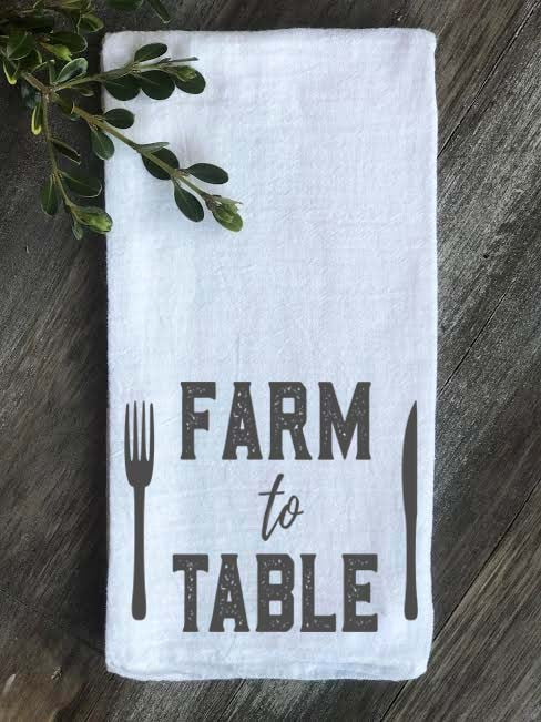 Farm to Table Farmhouse Flour Sack Tea Towel - Returning Grace Designs