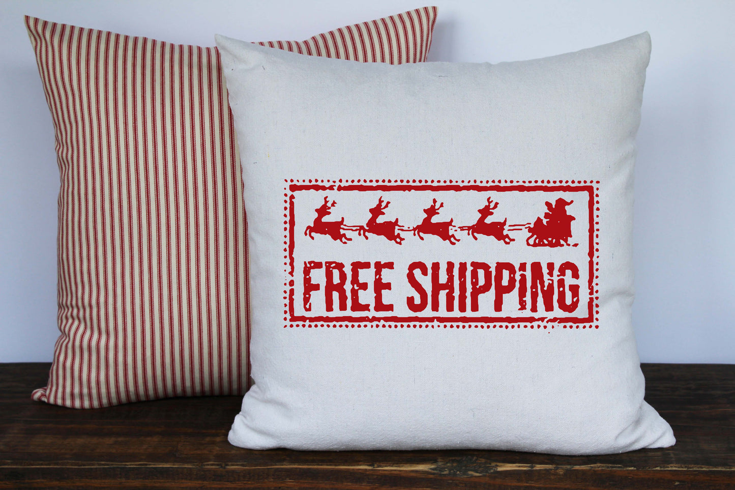 Christmas Sleigh Free Shipping Vintage Graphic Pillow Cover - Returning Grace Designs