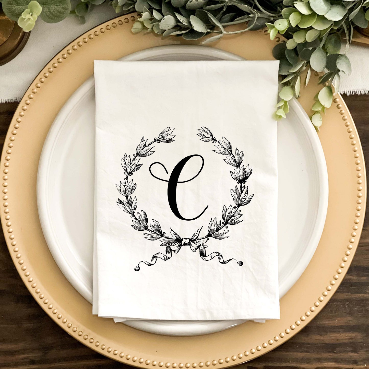 French Wreath Monogrammed Napkins