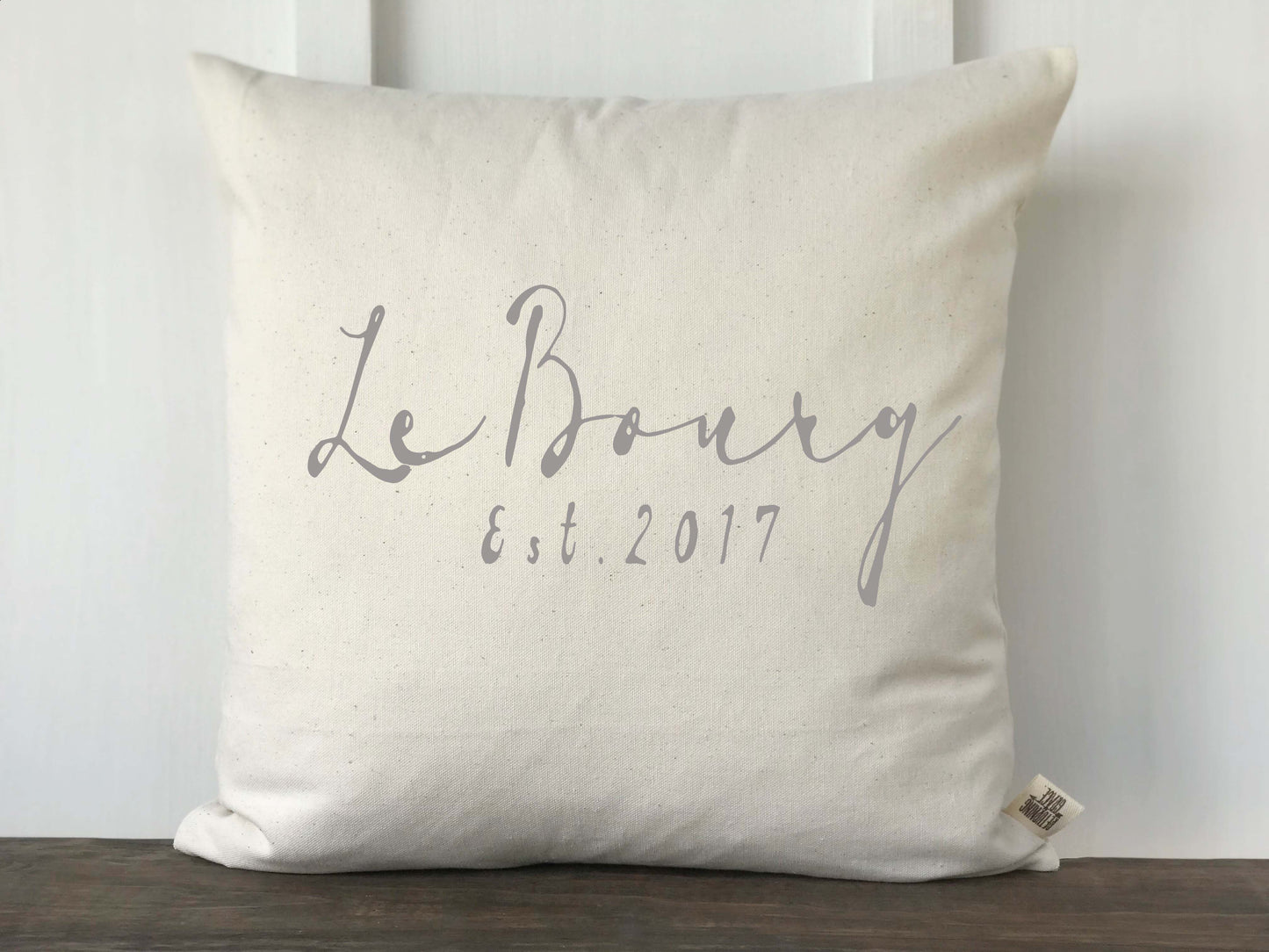 French Script Farmhouse Personalized Pillow Cover - Returning Grace Designs