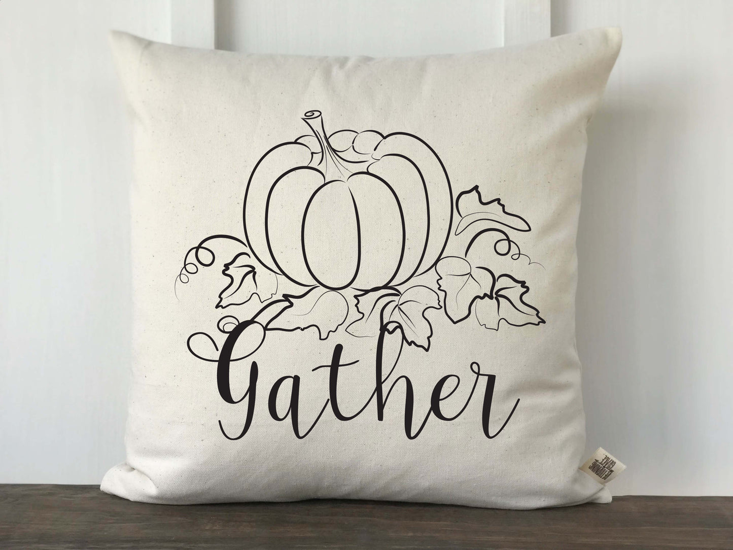 Gather Pumpkin Farmhouse Fall Pillow Cover - Returning Grace Designs