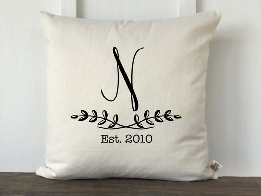 Personalized Leaf Branch Pillow Cover - Initial - Returning Grace Designs