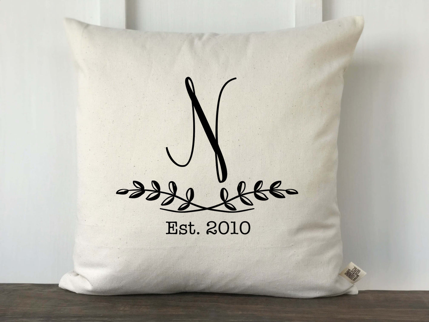 Personalized Leaf Branch Pillow Cover - Name or Initial - Returning Grace Designs